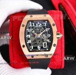 Richard Mille Extra Flat RM67-01 Rose Gold Black Rubber Strap Replica Automatic Watch 